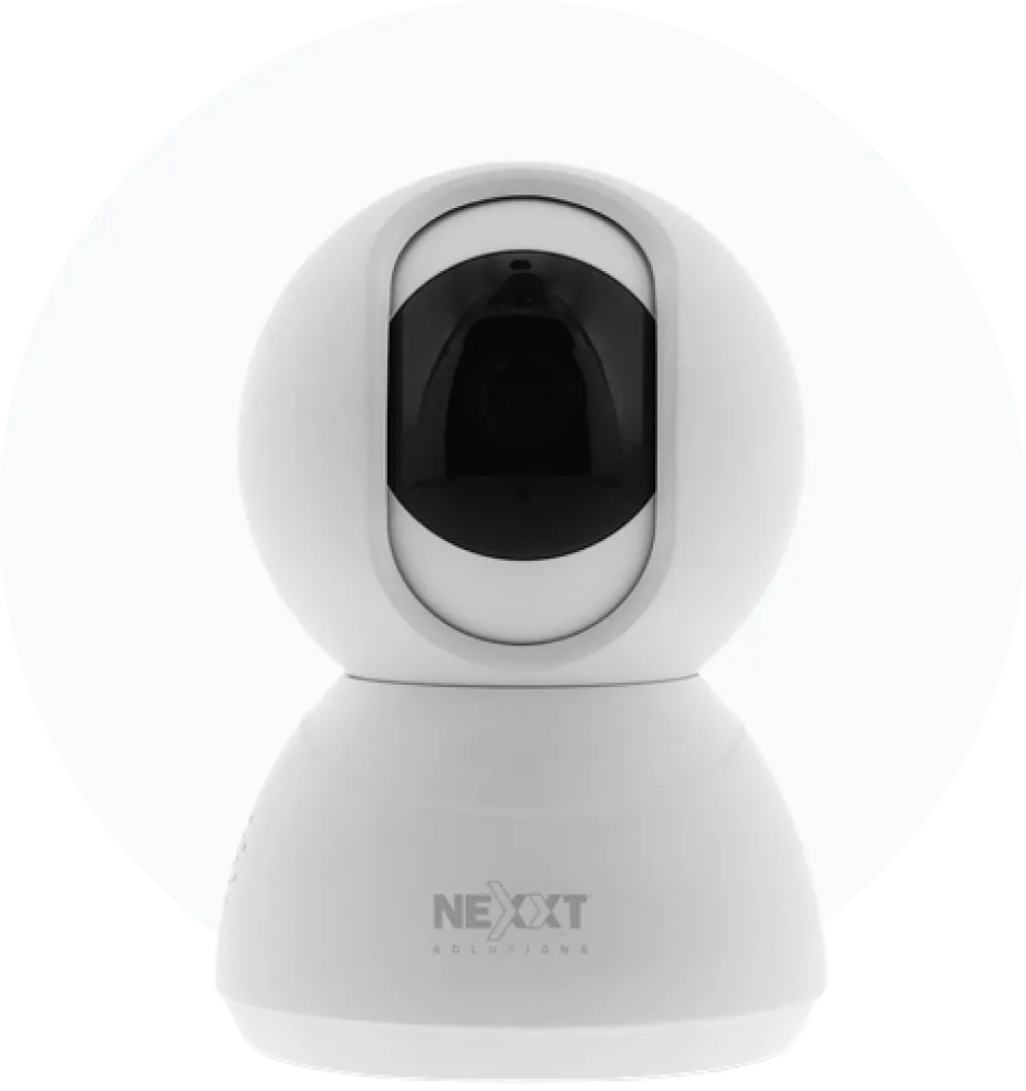 White pan-and-tilt smart home security camera